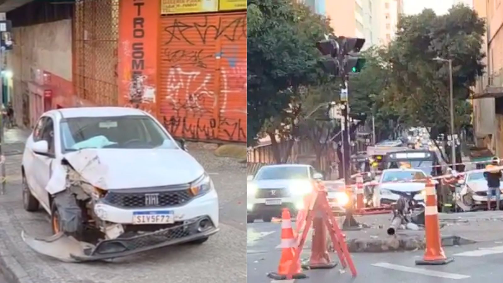 Motorista de aplicativo embriagado provoca capotagem ao colidir com semáforo em BH; assista ao VÍDEO
