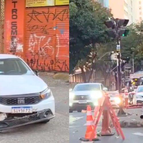 Motorista de aplicativo embriagado provoca capotagem ao colidir com semáforo em BH; assista ao VÍDEO